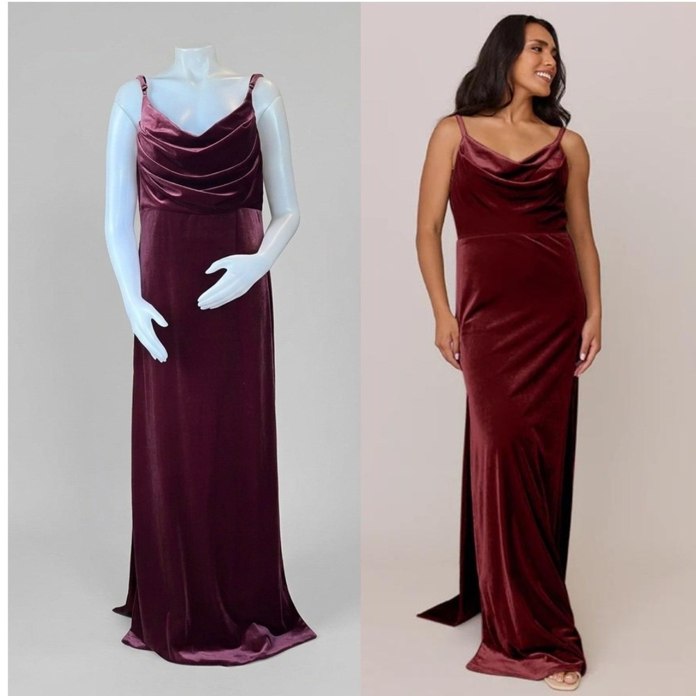 Revelry Nadia Velvet Gown 16 Maxi Autumn Wedding Guest Dress Burgundy Bridesmaid